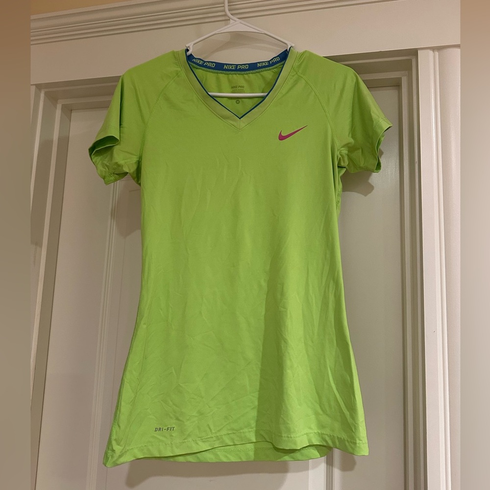 Nike Women's Lime Green V-Neck Tee